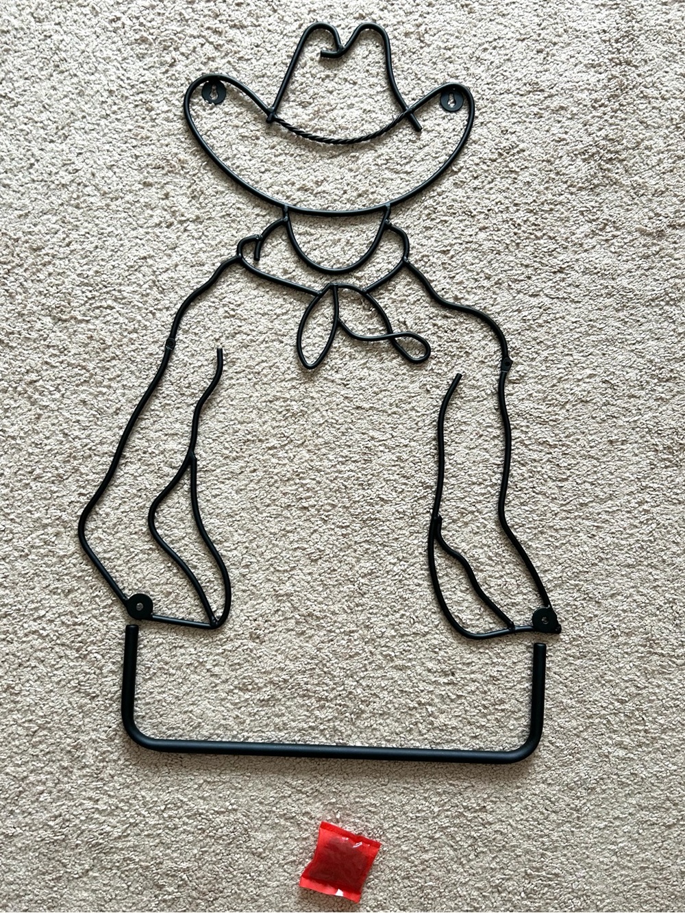 NEW Cowboy Silhouette Black Metal Art Towel Rack